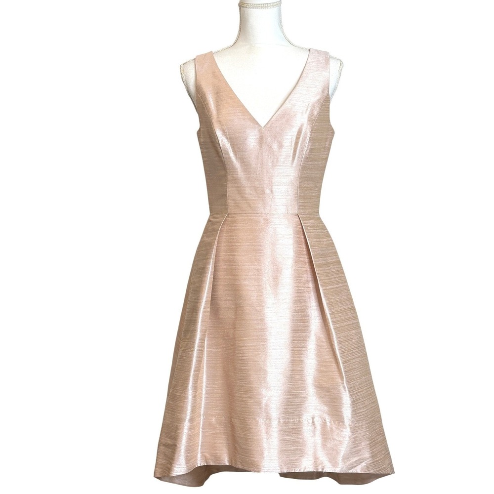 Alfred Sung High Low Dress Womens 8 Pink Champagne Metallic‎ Formal Party Dress
